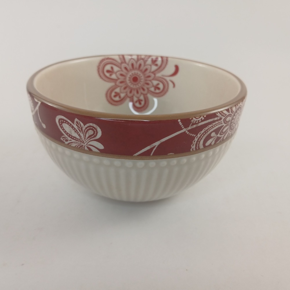Pier 1 Imports Ironstone Maribeth Fruit/Dessert/Sauce Bowl Red Small
